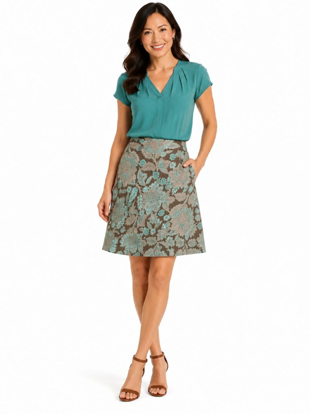 Ann Taylor LOFT Women's Petite Paisley Floral Print A-Line Skirt